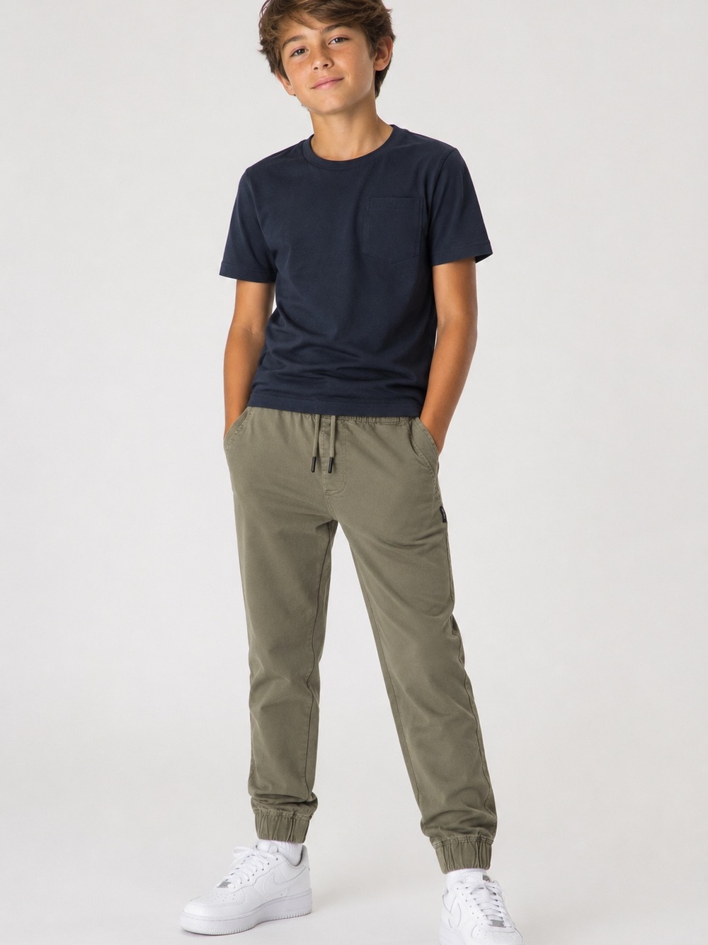 Silver Jeans Co. Cairo Boys Khaki Jogger Pants Size 12 Elastic Waist Drawstring